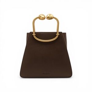 NEW, Cult Gaia Maxine Mini Top Handle Bag Luwak Brown Gold Handle, Ret. $498